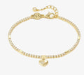 242302/006 Petit Sparkle Silver Gold Colour Zirconia Tennis Heart Pendant Bracelet