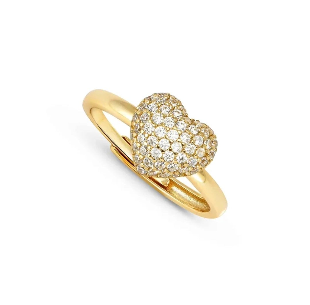 242700/006 NOMINATION SILVER GOLD COLOUR WHT CZ SET PAVE HEART RING - LIFEPOETRY