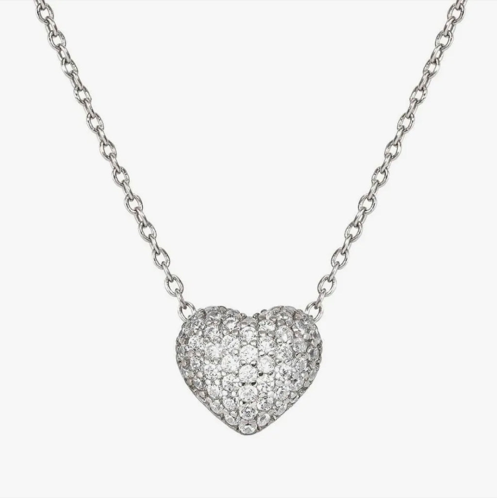 242704/004 Life Poetry Silver Pave CZ Single Heart Necklet