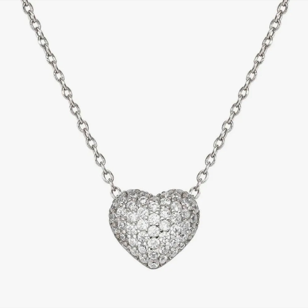 242704/004 Life Poetry Silver Pave CZ Single Heart Necklet
