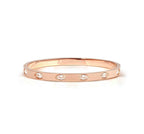 029526/043 NOMINATION STEEL SATIN ROSE FINISH WHT CZ MEDIUM SIZE PRETTY BANGLE
