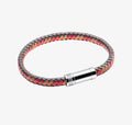 FRED BENNETT MIXED RED TWO TONE WOVEN LEATHER BRACELET
