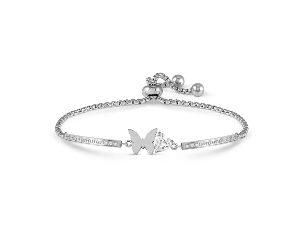 028019/010 SS MILLELUCI SILVER STEEL CZ & BUTTERFLY TOGGLE BRACELET