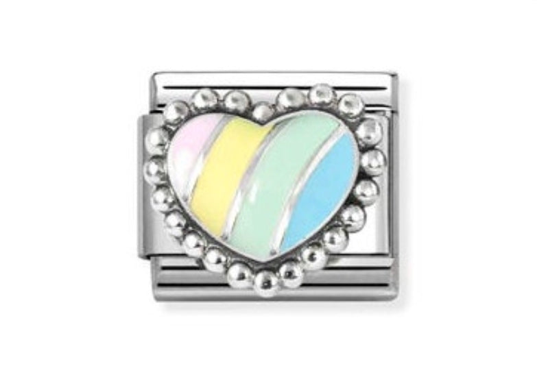 330204/37 NOMINATION MULTI COLOUR HEART SILVER CHARM