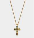 GREEN AGATE CROSS GP NECKLET by KATIE LOXTON