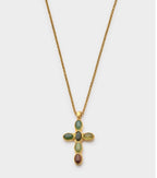 GREEN AGATE CROSS GP NECKLET by KATIE LOXTON