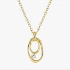 242806/055 My Rebel Art Silver Gold Plated Oval CZ Pendant  Necklet