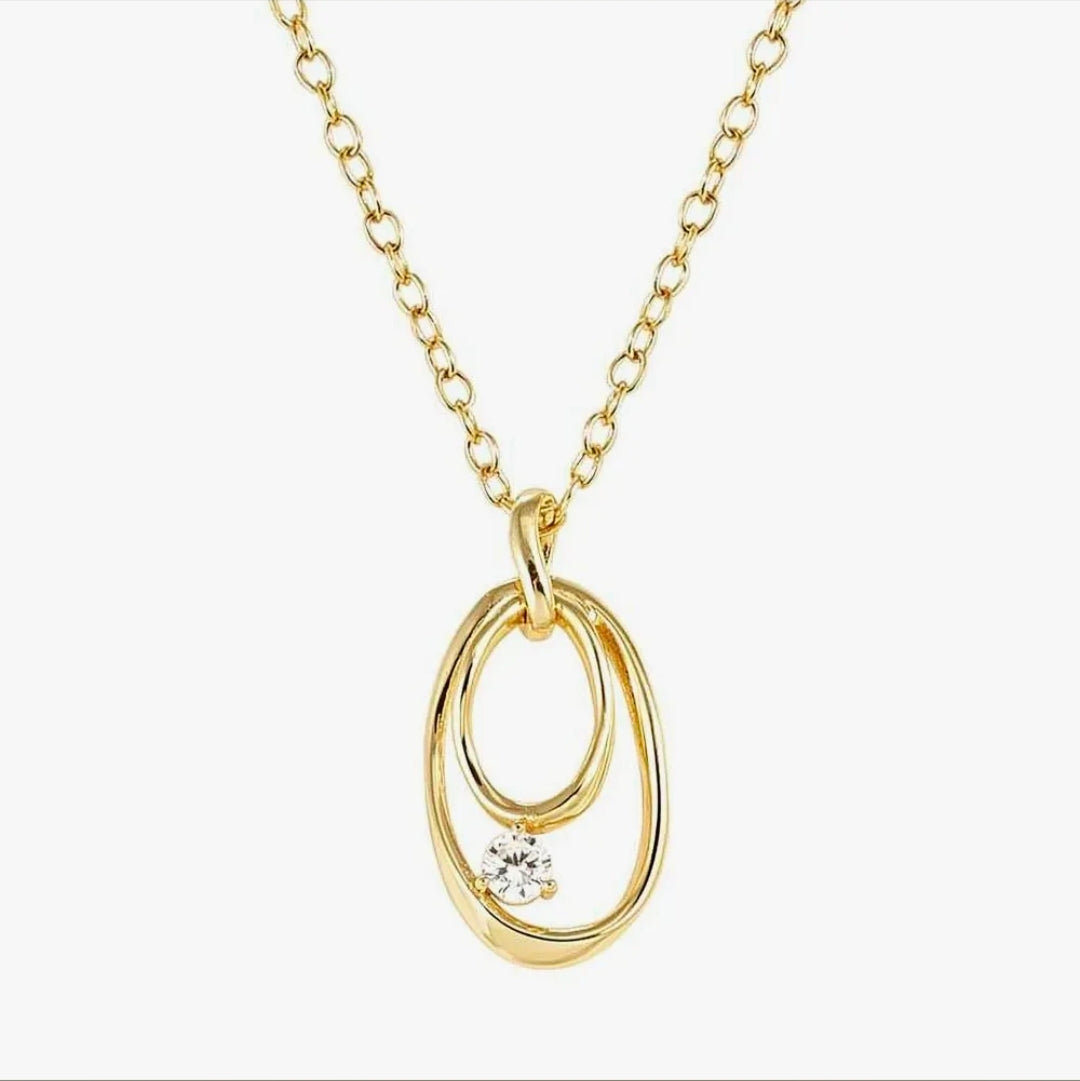 242806/055 My Rebel Art Silver Gold Plated Oval CZ Pendant  Necklet