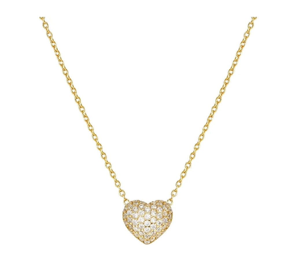 242704/006 Life Poetry Silver Gold Plate Pave CZ Single Heart Necklet
