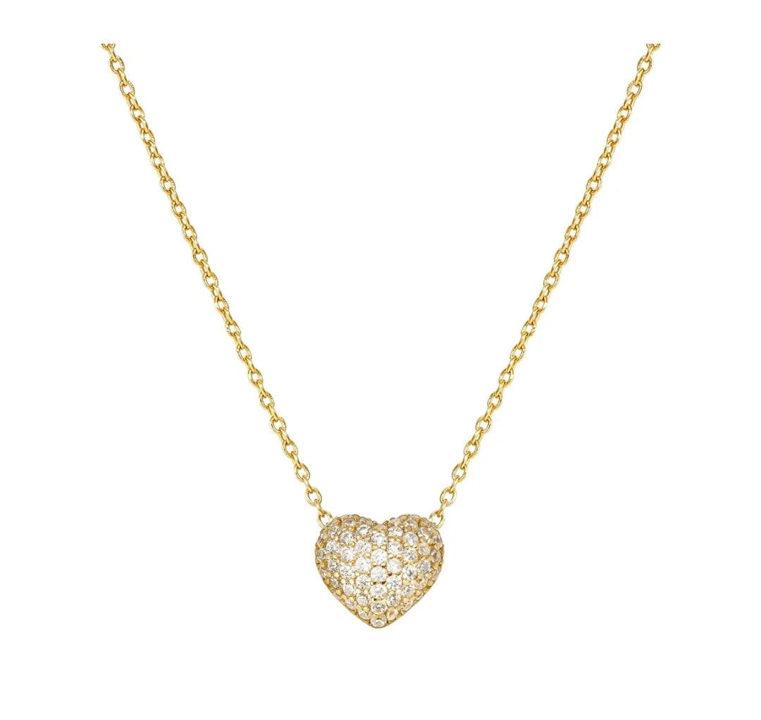 242704/006 Life Poetry Silver Gold Plate Pave CZ Single Heart Necklet