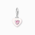 T SABO SILV PNK ENAM & CZ HEART PEND CHARM