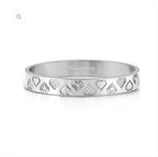029541/004 NOMINATION WIDE STEEL WHT CZ HEARTS MEDIUM SIZE PRETTY BANGLE