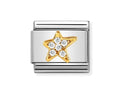 030322/34 NOMINATION WHT CZ ASYMMETRIC STAR CHARM