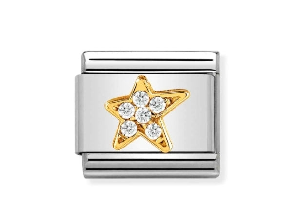 030322/34 NOMINATION WHT CZ ASYMMETRIC STAR CHARM