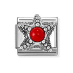 330511/08 NOMINATION SILVER RED CORAL SET STARFISH CHARM - STONE SYMBOLS