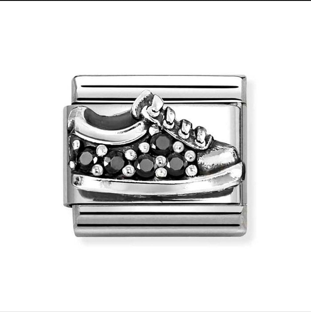 330327/18 NOMINATION BLACK CZ SILVER SNEEKER CHARM