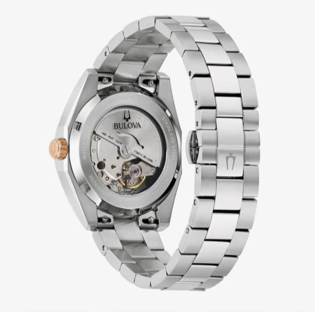 GNTS SS BULOVA RND MAROON DL.D AUTOMATIC BW