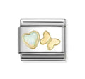030523/11 NOMINATION OPAL HEART & GOLD BUTTERFLY CHARM