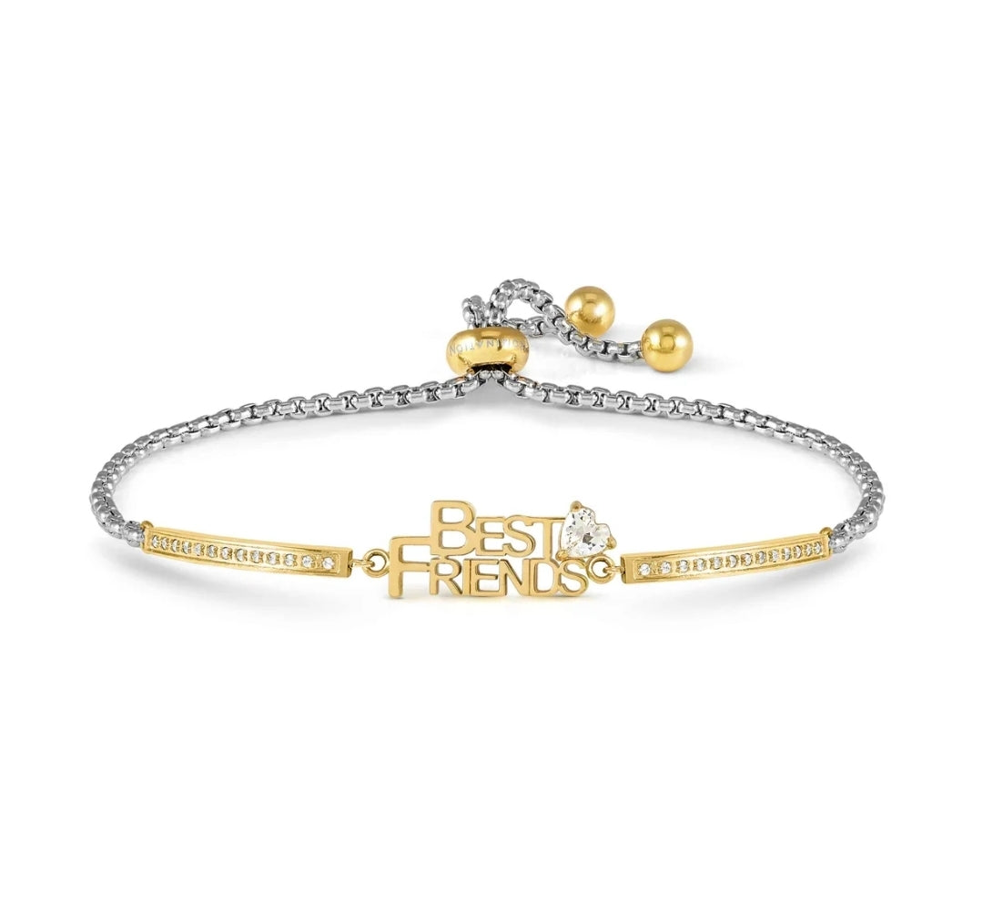 028027/006 SS MILLELUCI SILVER SS & GOLD TONE CZ BEST FRIENDS TOGGLE BRACELET