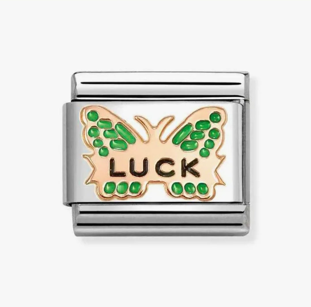 430202/48 NOMINATION ROSE GOLD GREEN BUTTERFLY LUCK CHARM - SYMBOLS