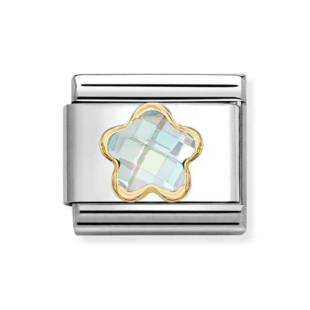 030615/010 NOMINATION WHITE CZ FLOWER CHARM - CZ FACET