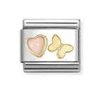 030523/12 NOMINATION PINK CORAL HEART & GOLD BUTTERFLY CHARM