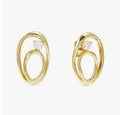242811/055 My Rebel Art Silver Gold Plated Oval CZ Stud Earrings