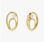 242811/055 My Rebel Art Silver Gold Plated Oval CZ Stud Earrings