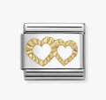 030149/64 GOLD DIAMOND CUT DOUBLE HEARTS CHARM
