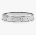 029537/001 NOMINATION WIDE STEEL SATIN FINISH OVAL WHT CZ SMALL SIZE PRETTY BANGLE