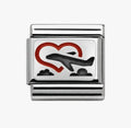 330208/02 NOM HEART WITH PLANE SILV SHINE - PLTE SYMBOL