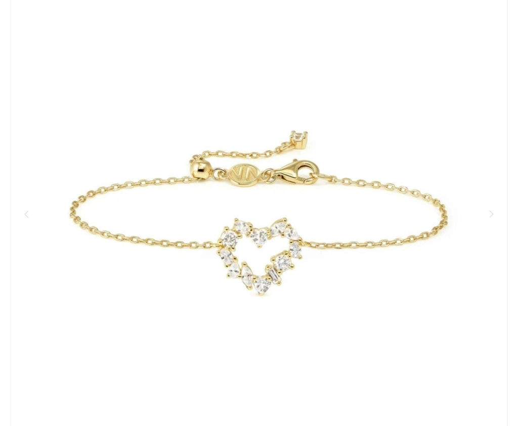 149882/020 NOMINATION SILVER GOLD PLATED WHT CZ HEART BRACELET - COLOR WAVE