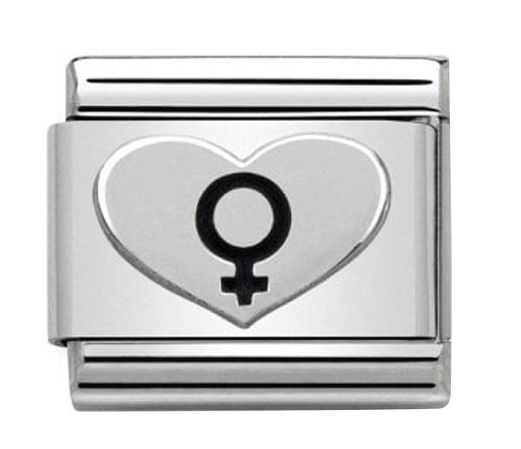 330101/08 NOM HEART FEMALE SILV SHINE - OXIDISED SYMBOLS