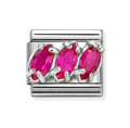330329/22 NOMINATION SILVER CZ RED STONE TRILOGY CHARM