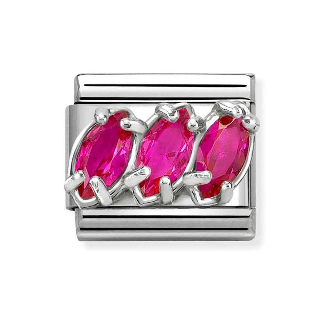 330329/22 NOMINATION SILVER CZ RED STONE TRILOGY CHARM