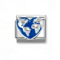 330204/45 Nomination Silver Heart Globe Blue Enamel Charm - SYMBOLS