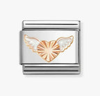430202/46 NOM ROSE DIAMOND CUT HEART WITH WHITE WINGS