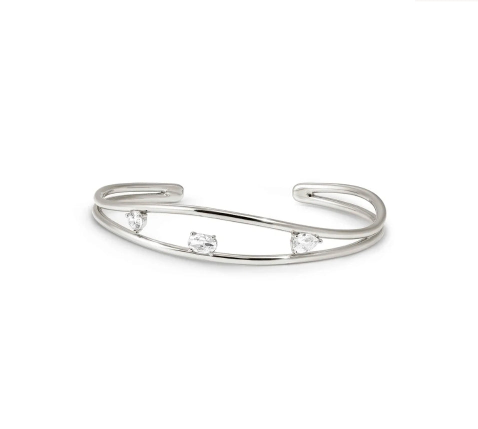 242818/010 My Rebel Art Silver CZ Wave Cuff Bangle