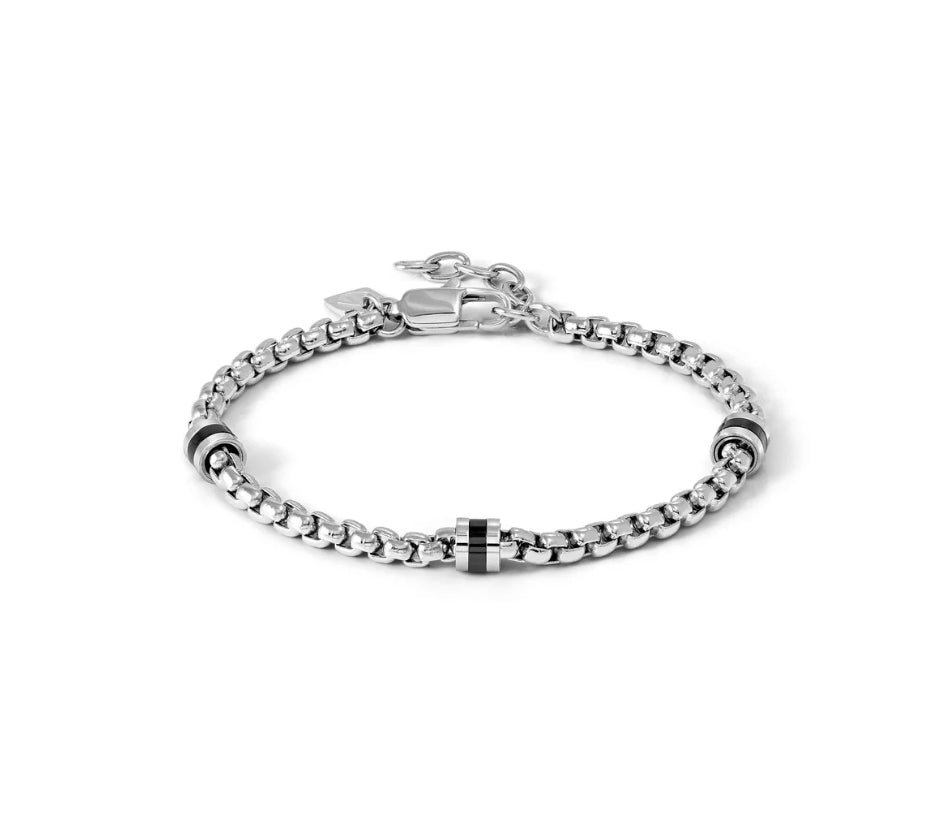 133021/015 ManVision steel bracelet with black PVD details