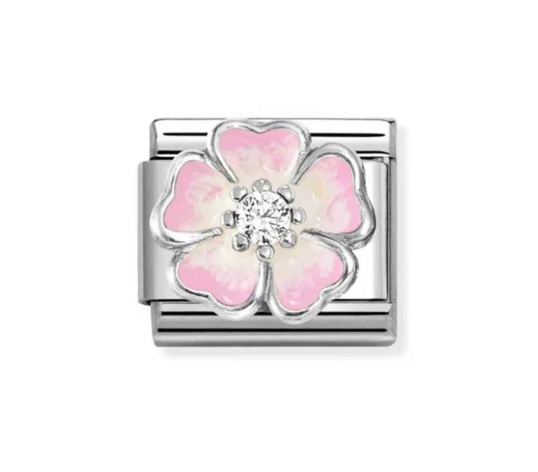 330321/17 NOMINATION SILVER CZ PNK & WHITE SHADED BLOSSOM CHARM