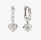 242305/004 Petit Sparkle Silver & Zirconia Heart Hoop Drop Earrings