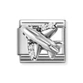 330327/19 NOMINATION WHITE CZ SILVER AEROPLANE CHARM