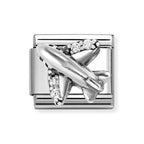 330327/19 NOMINATION WHITE CZ SILVER AEROPLANE CHARM