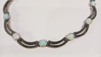 SILVER SYNTHETIC OPAL & MARCASITE SET NECKLET