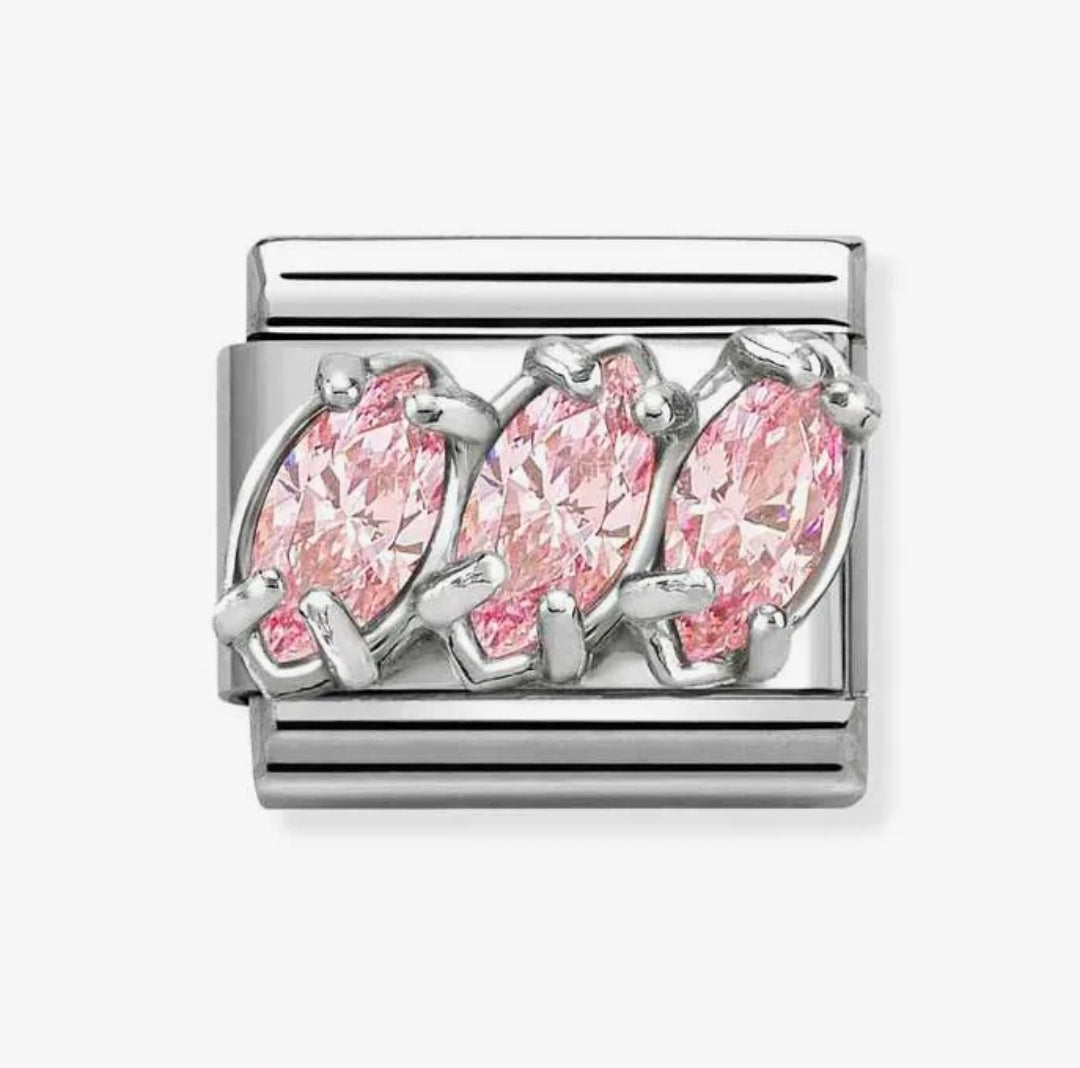 330329/21 NOMINATION SILVER CZ PINK STONE TRILOGY CHARM