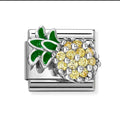 330328/21 NOMINATION SILVER CZ PAVE YELLOW PINEAPPLE CHARM