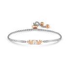 028026/002 SS MILLELUCI SILVER SS & ROSE TONE CZ MOM TOGGLE BRACELET