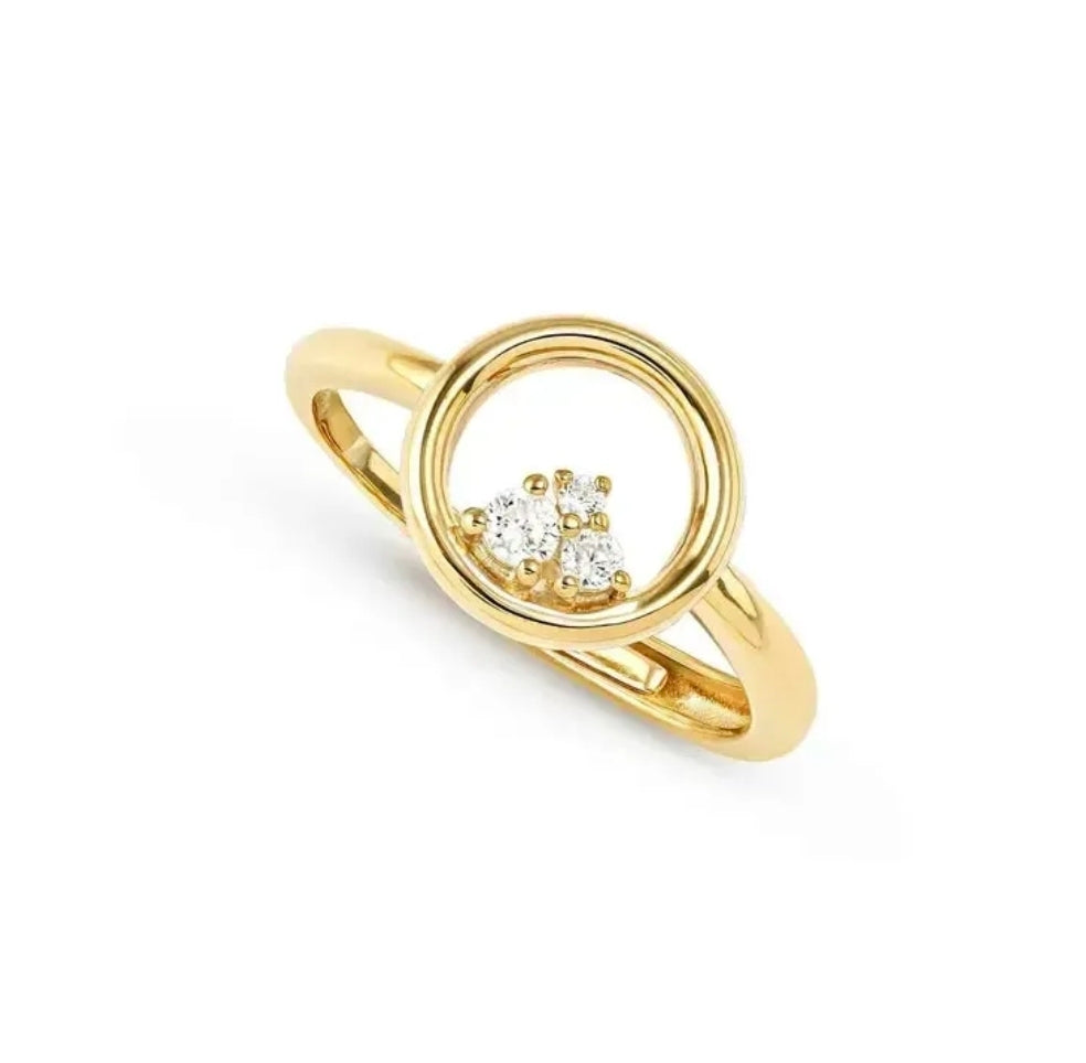 242600/044 NOMINATION SILVER GOLD PLATE WHT CZ SET OPEN CIRCLE RING - DREAM BEATS