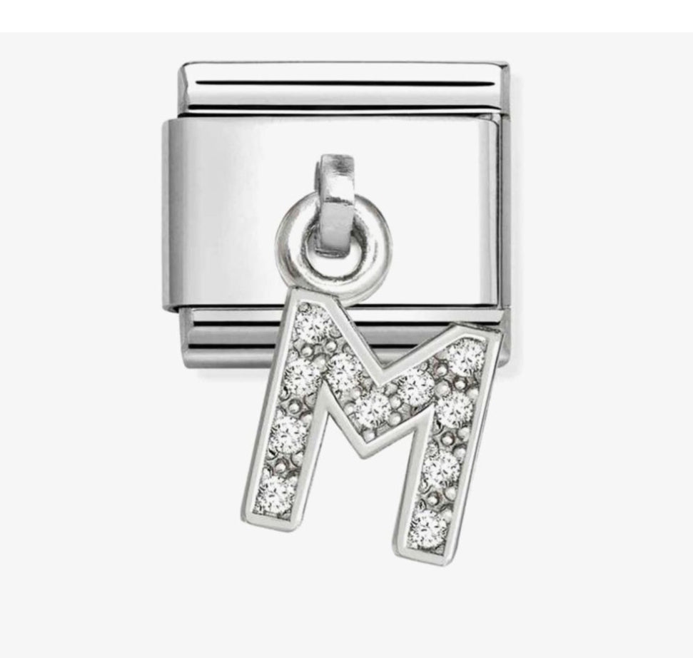 331818/13 Nomination Silver Shine CZ Drop Initial M