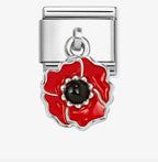 331805/24 NOMINATION RED & BLACK POPPY ENAMEL DANGLE CHARM